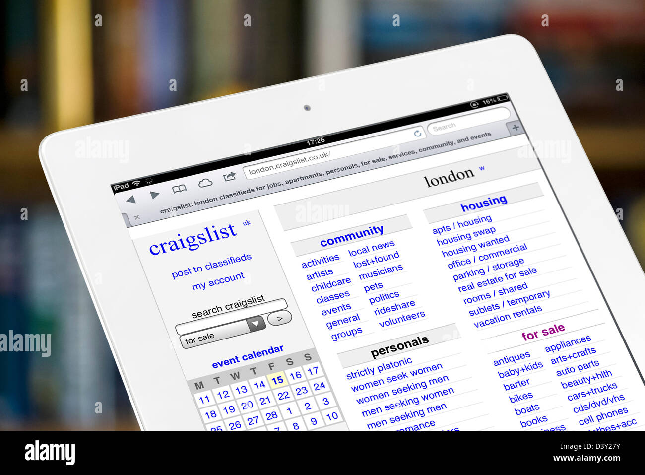 Craigslist.Co.UK, die Kleinanzeigen-Seite betrachtet auf eine 4. Generation iPad, UK Stockfoto
