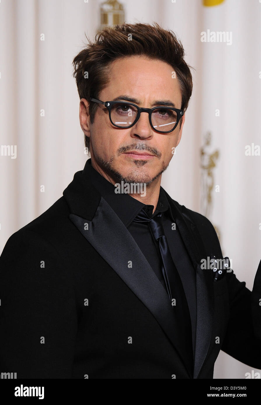 Los Angeles, USA. 24. Februar 2013. Robert Downey Jr. in der Gewinner-Presse-Center an der 85. Annual Academy Awards Oscars, Los Angeles, Amerika - 24. Februar 2013.  Bildnachweis: Sydney Alford / Alamy Live News Stockfoto