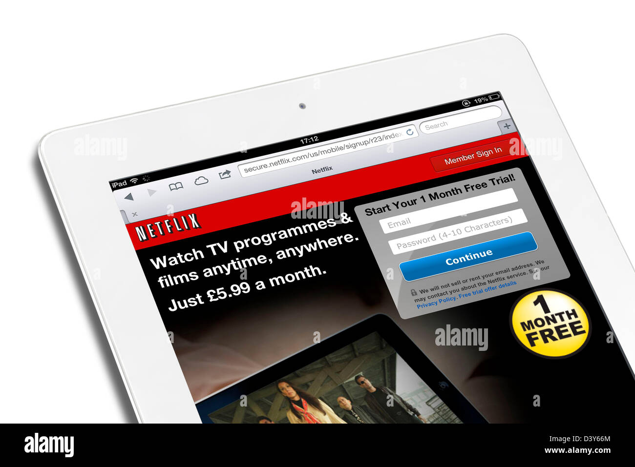 Melden Sie sich auf der UK Netflix-Website, das Video-Streaming-Dienst, auf dem iPad eine 4. Generation, UK angesehen Stockfoto