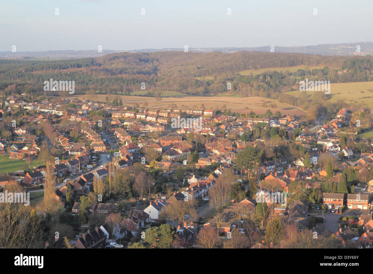 Luftaufnahme von Kinver Dorf, Staffordshire, England, UK im Winter Stockfoto