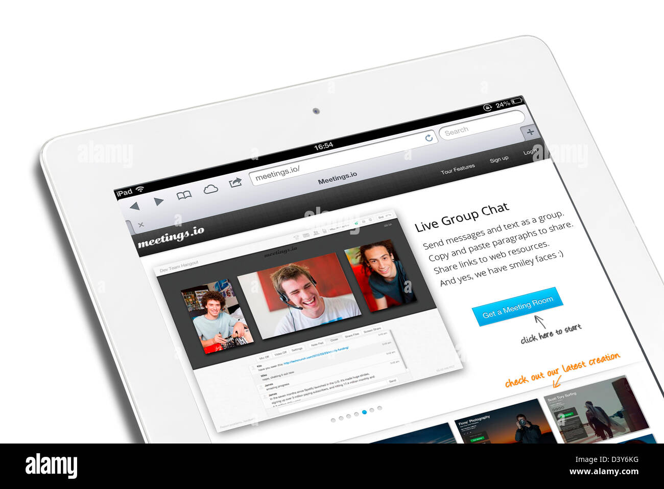 Der meetings.io-Website auf dem iPad eine 4. generation Stockfoto