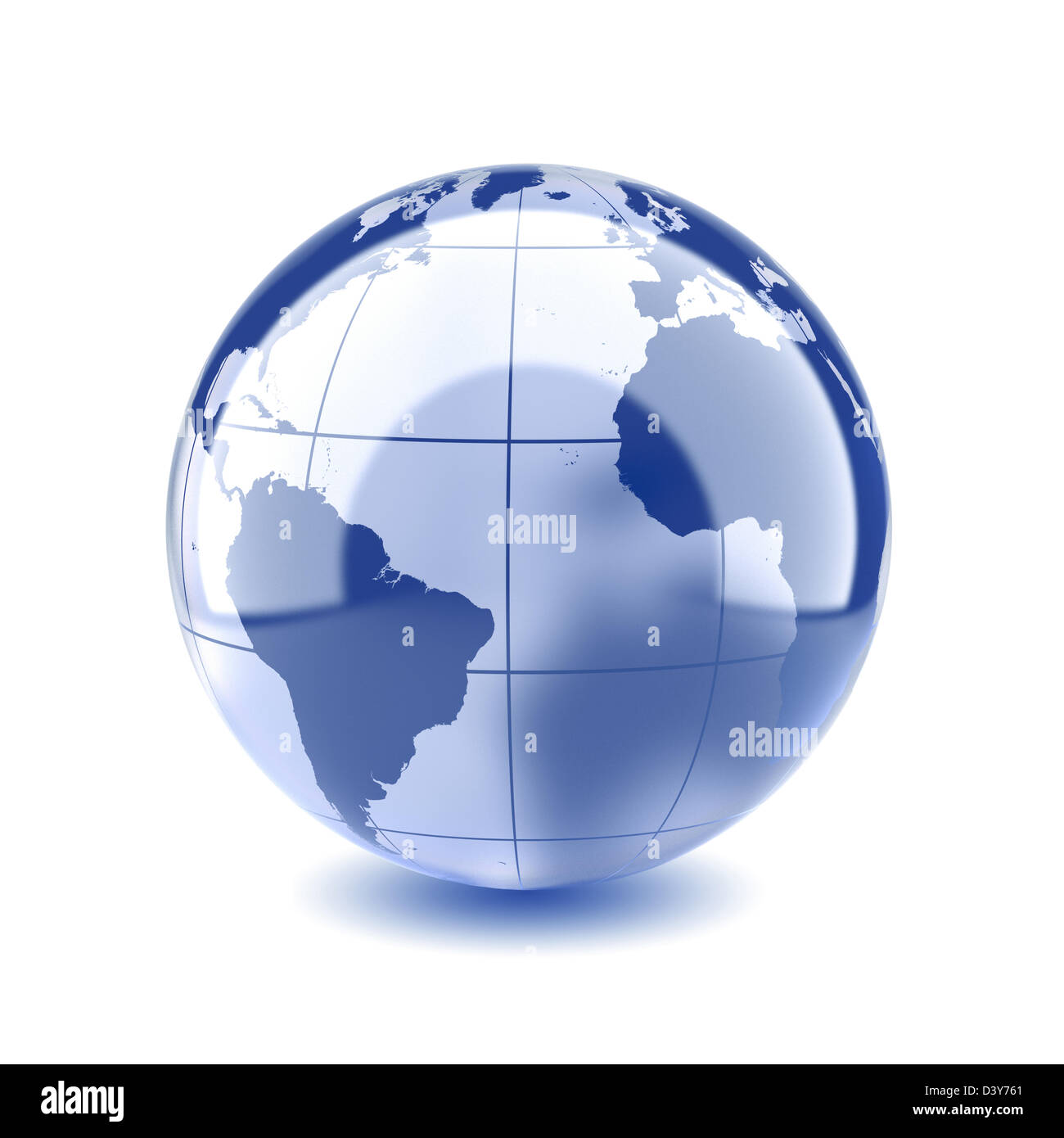3D Darstellung der Erde blaues Glas. Isoliert auf weißem Hintergrund. Elemente dieses Bildes, eingerichtet von der NASA Stockfoto