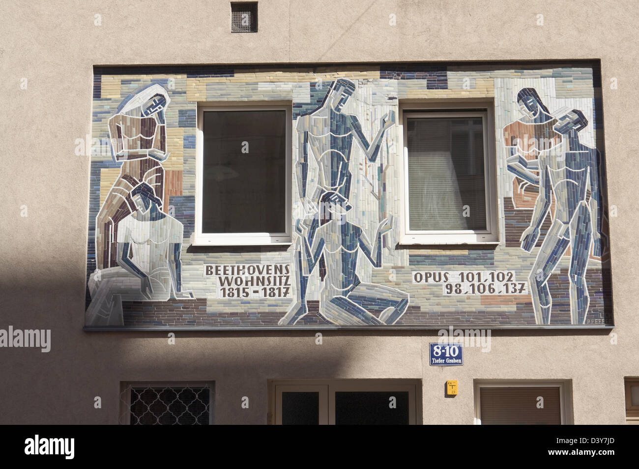 Mosaik, die Erinnerung an Beethoven Präsenz vor Ort, Vienna Stockfoto