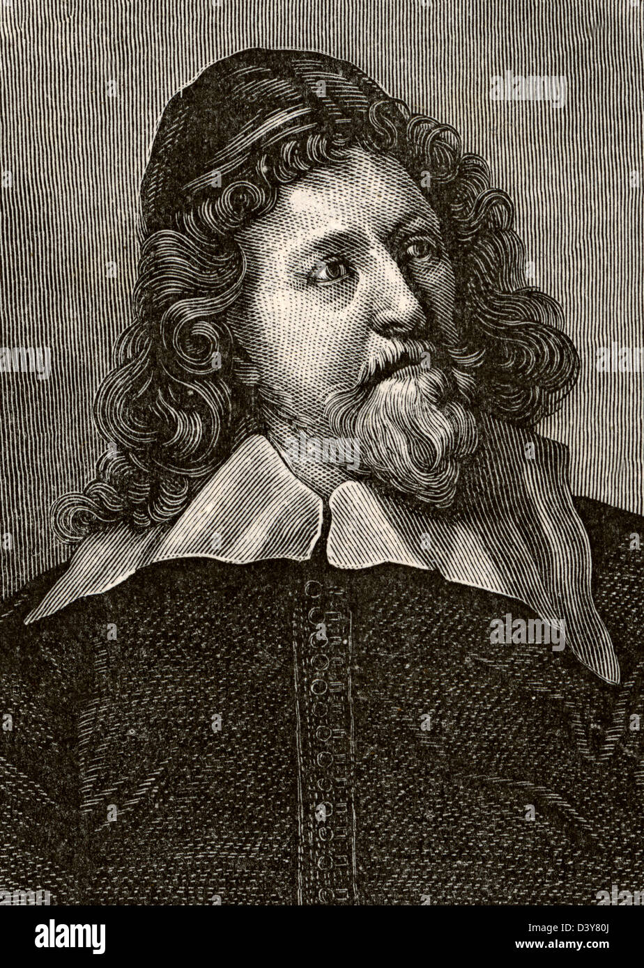 Linie Porträt Gravur von Inigo Jones oft genannt die ersten englischen Architekten 1573-1652 Stockfoto