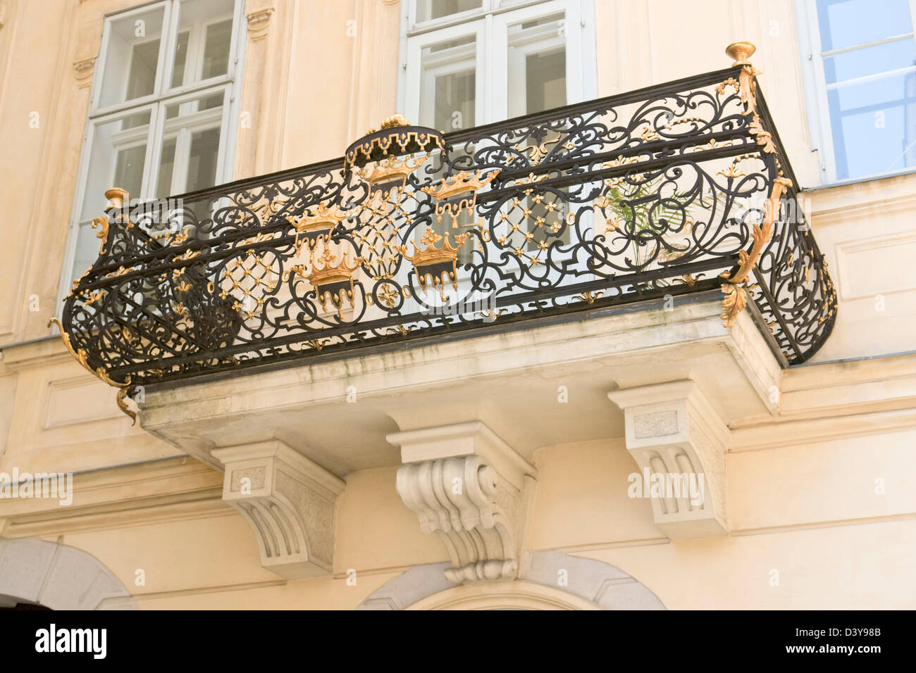 Verzierte Balkon, Vienna Stockfoto