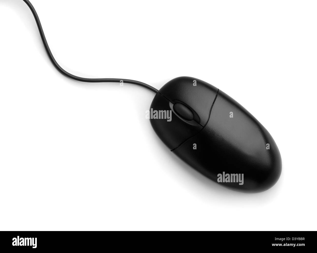 Schwarz Computer-Maus isoliert auf weiss Stockfoto