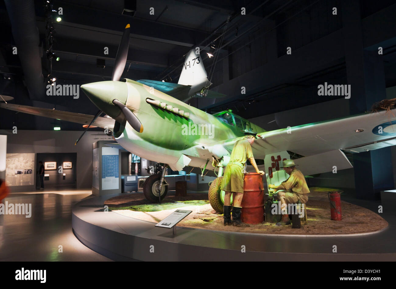 Curtiss P-40E Kittyhawk auf dem Display in Australian War Memorial. Canberra, Australian Capital Territory, Australien Stockfoto