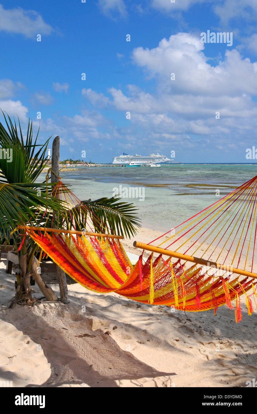 Hängematte Costa Maya Mexiko Strand Karibik Kreuzfahrten Stockfoto