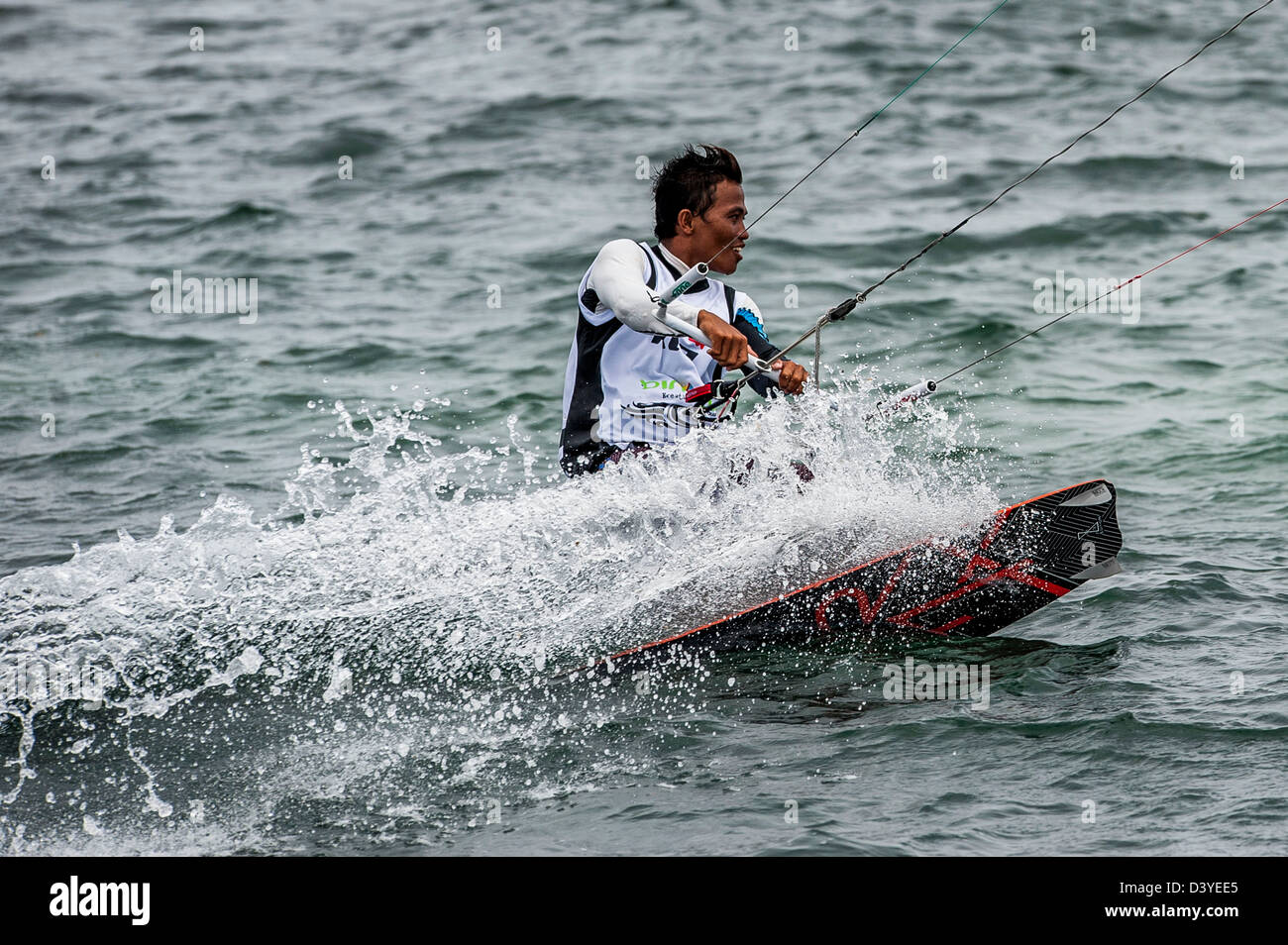 [BINTAN ISLAND, Indonesien: ein Fahrer während der Tag eines der 1. KTA Bintan Argo Beach Resort am 21. Februar 2013 Stockfoto