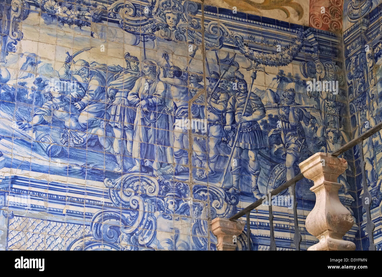 Obidos Fliesen - Fliesen glasiert Obidos 03 Stockfoto