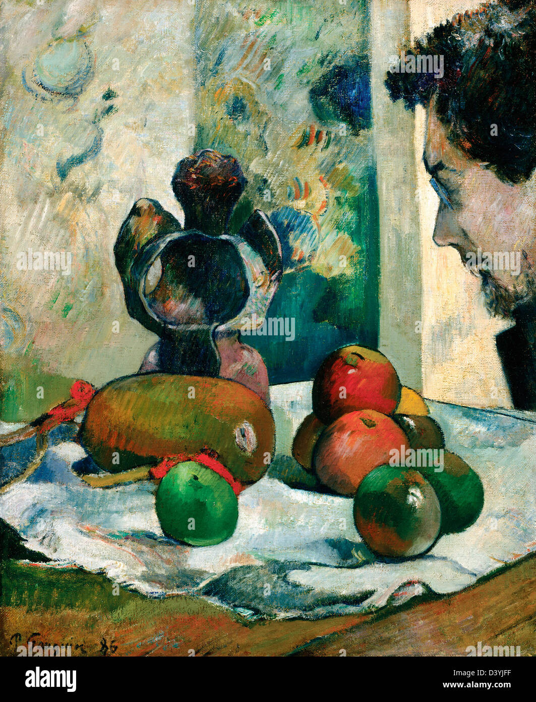 Paul Gauguin, Stillleben mit Profil von Laval 1886 Öl auf Leinwand. Indianapolis Museum of Art, Indiana Stockfoto