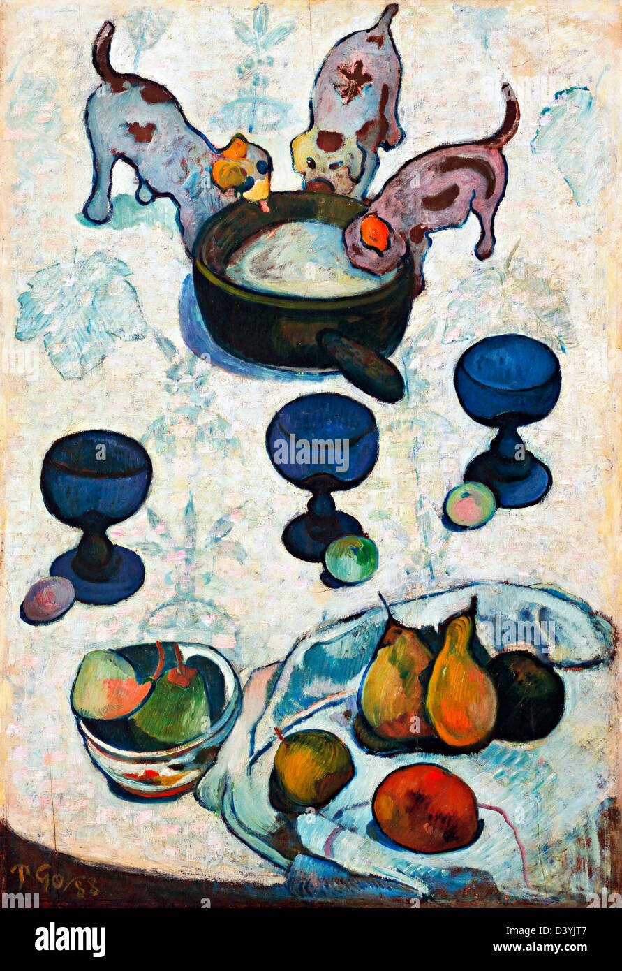 Paul Gauguin, Stillleben mit drei Welpen 1888 Öl auf Leinwand. Das Museum of Modern Art, New York City Stockfoto