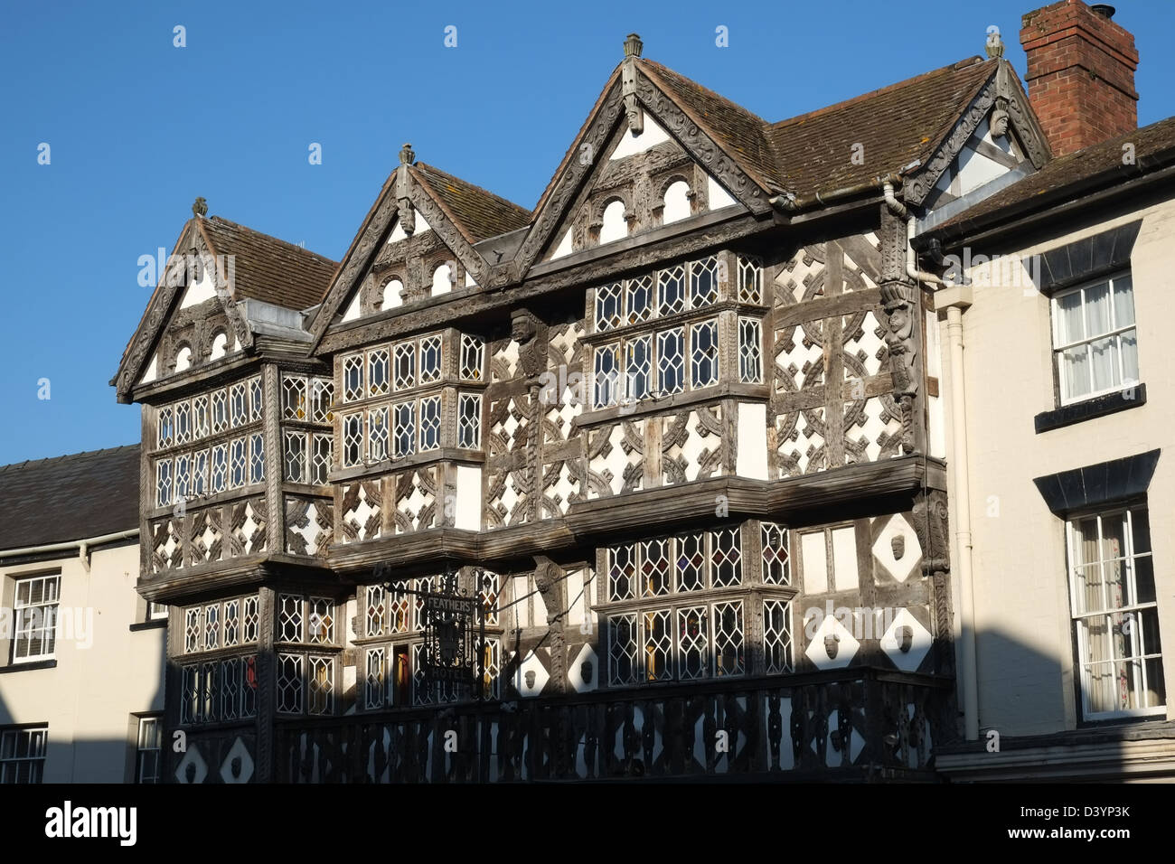 Die Feathers Inn, Ludlow, Shropshire, England Stockfoto