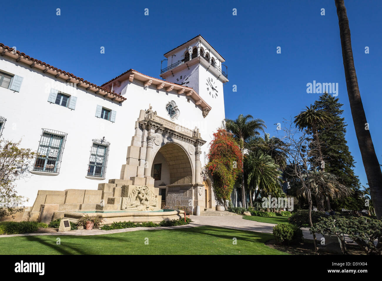 Historischen Gerichtsgebäude Eingang in Santa Barbara, Kalifornien. Stockfoto