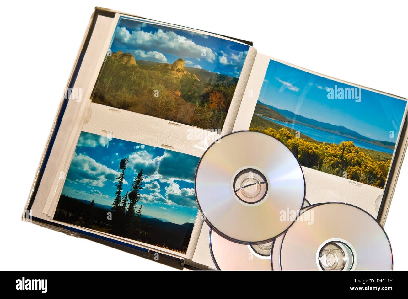 Ein Fotoalbum mit Fotos und CD's Stockfoto