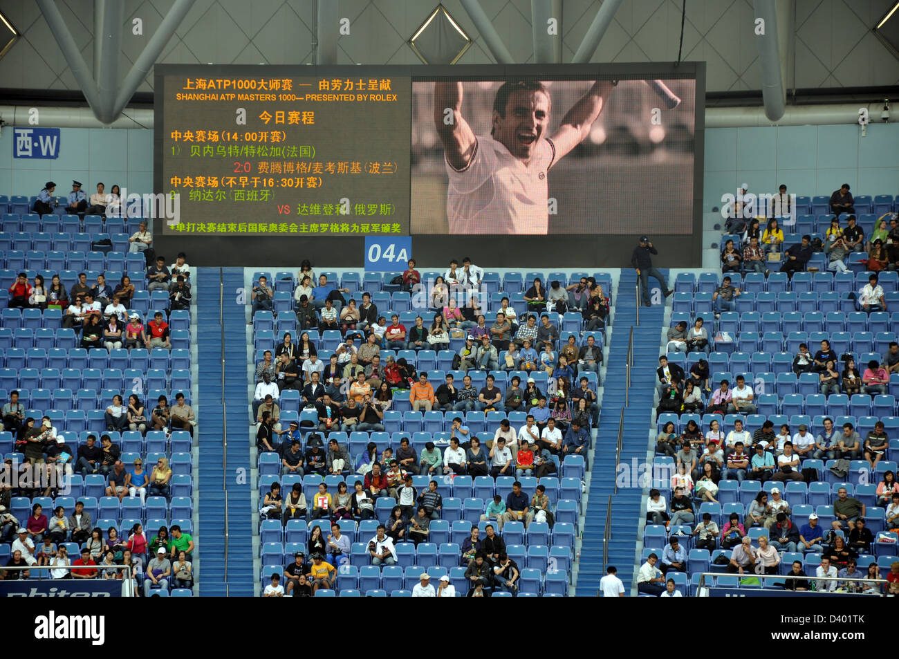 Nikolay Davydenko gewinnt das Shanghai Tennis Masters Finale im Zi Zhong Stadium in 2009 - Shanghai, China Stockfoto