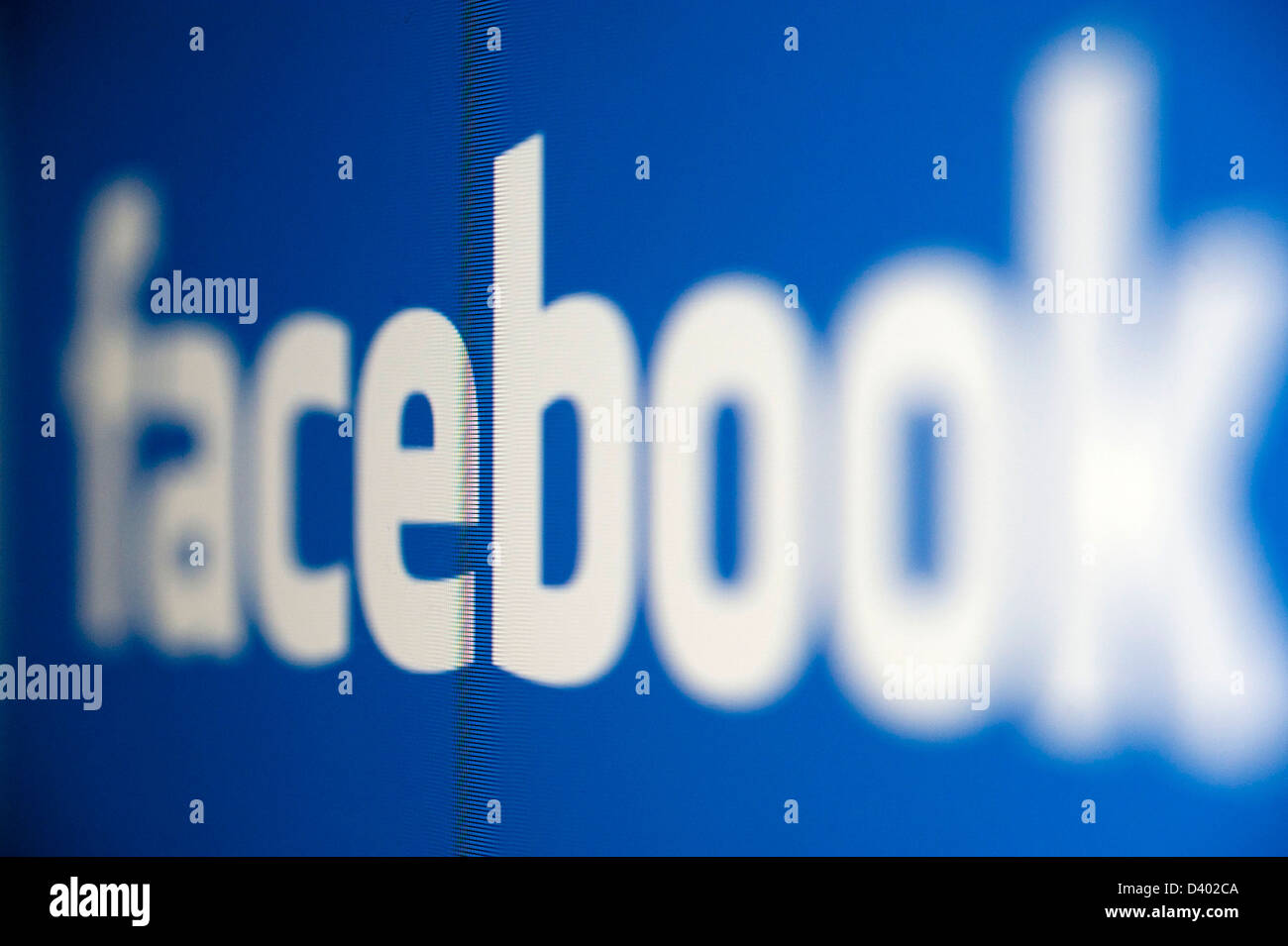 Facebook-Logo auf dem Bildschirm. Stockfoto