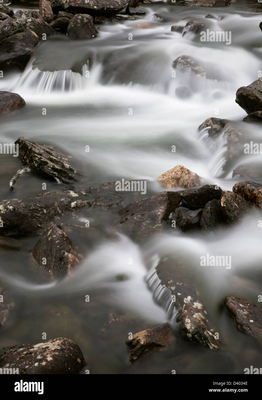 Wasserfall Detail Cwm Idwal, Snowdonia, Wales Stockfoto