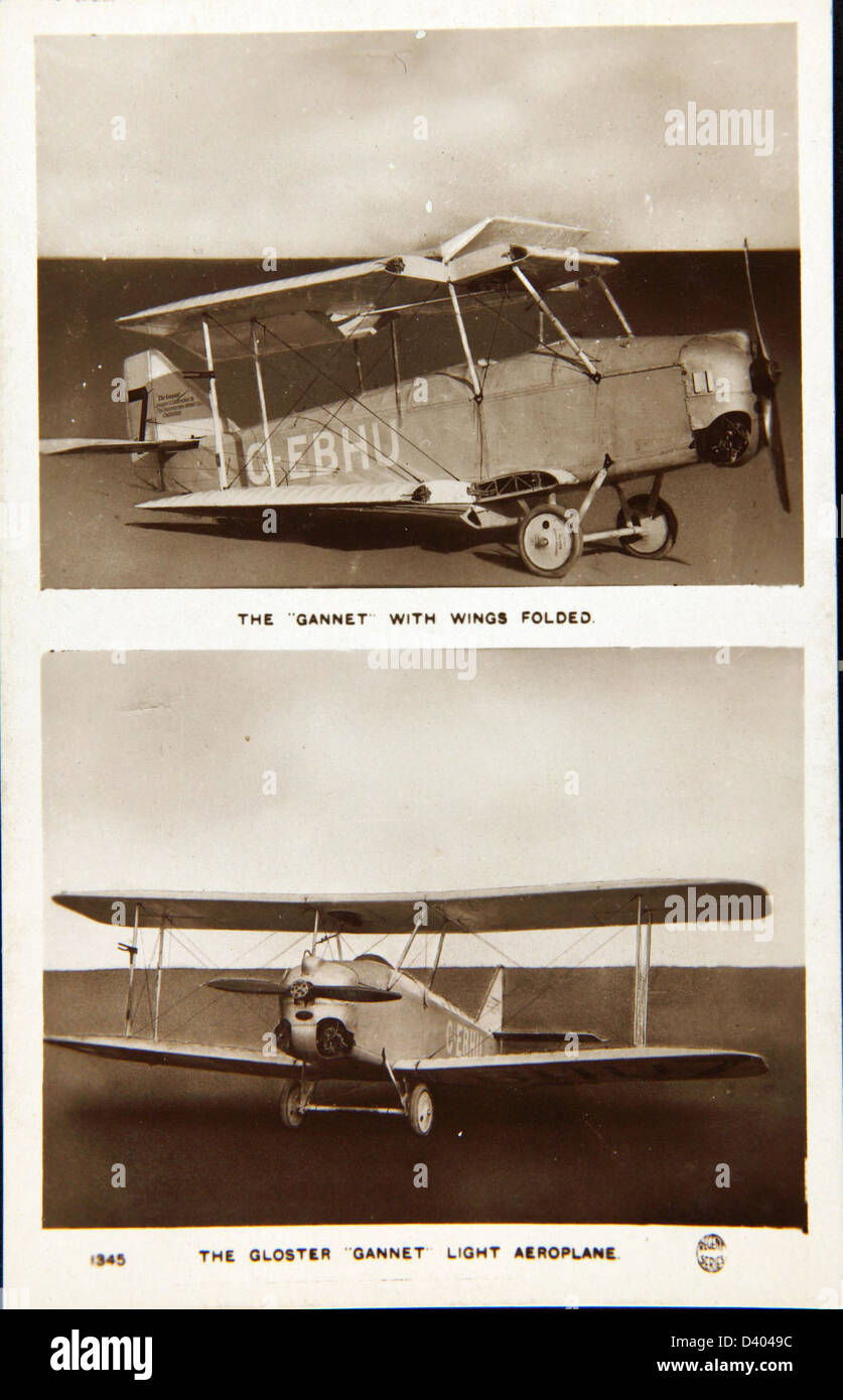 Die Gloster Gannet war ein britisches Trägerflugzeug, das in der Nachkriegszeit des Zweiten Weltkriegs entwickelt wurde. Ausgestattet mit fortschrittlichem Radar und Sonar, wurde die Gannet verwendet, um U-Boote zu lokalisieren und anzugreifen, was zu einem wichtigen Teil der britischen Seeverteidigung wurde. Stockfoto