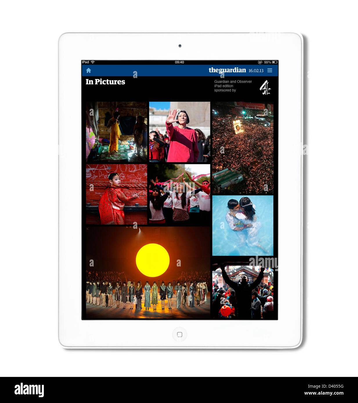 Die ' In' Bilderseite der Wächter Zeitung app auf einen 4. Generation iPad, UK Stockfoto