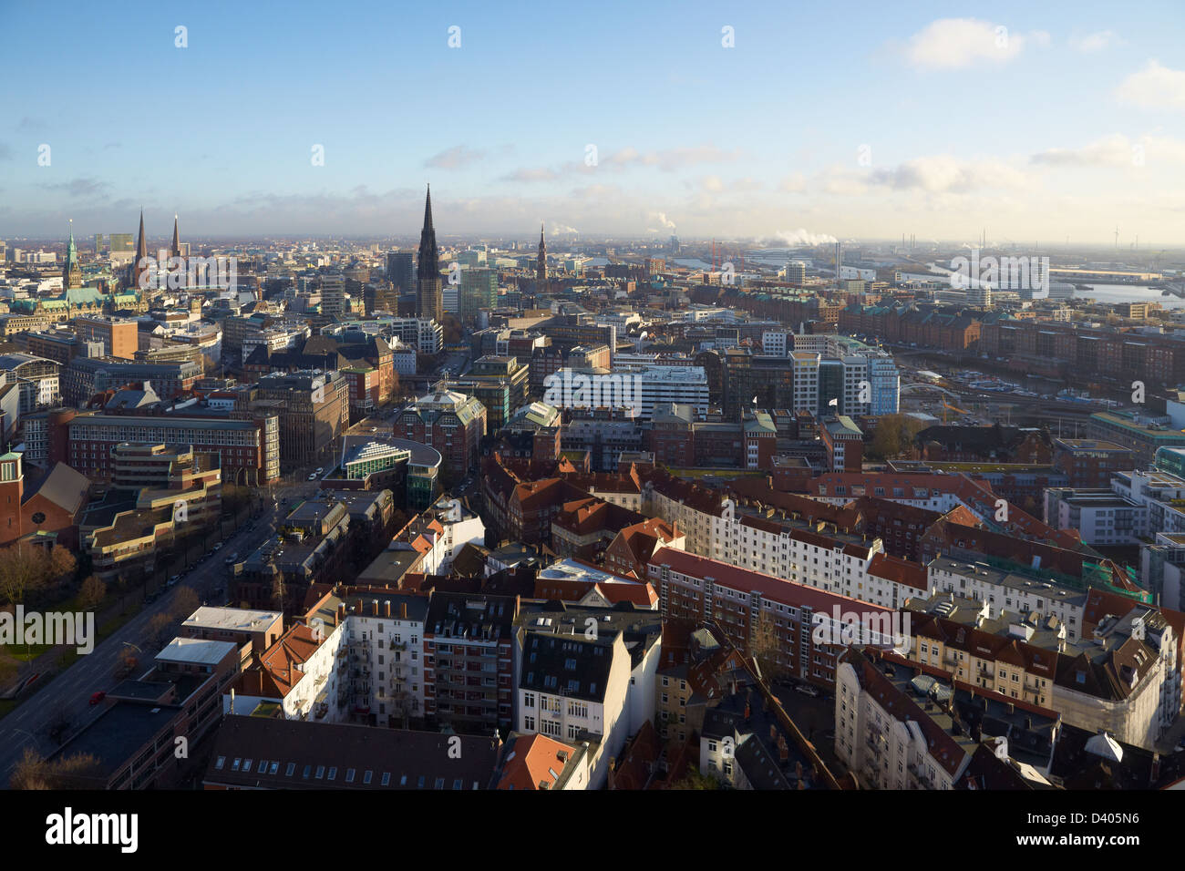 Luftaufnahme über Hamburg Stockfoto