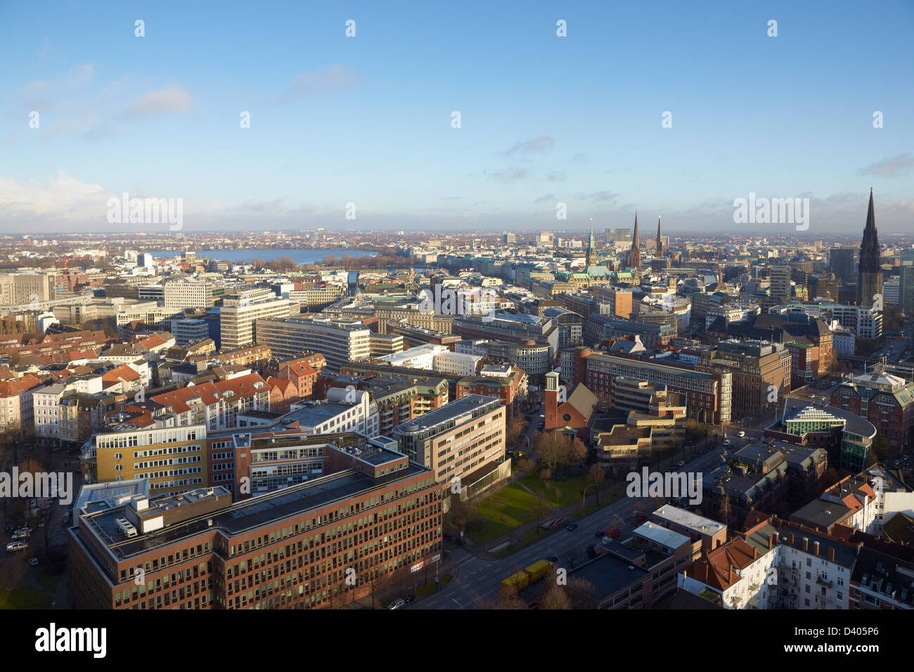 Luftaufnahme über Hamburg Stockfoto