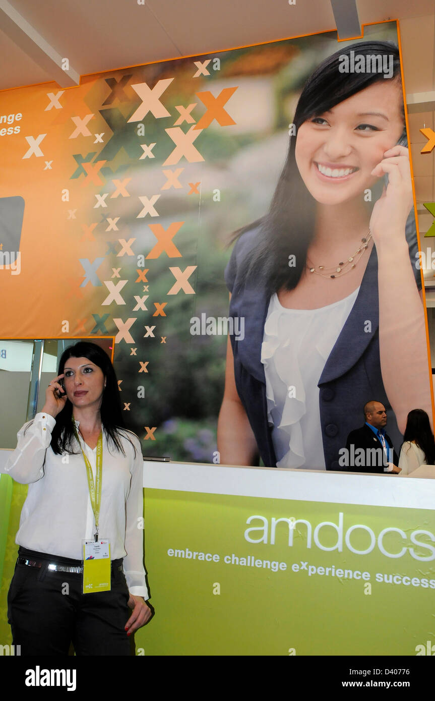 Amdocs stehen während des Mobile World Congress Barcelona 2013. 260213. Foto: Rosmi Duaso Stockfoto