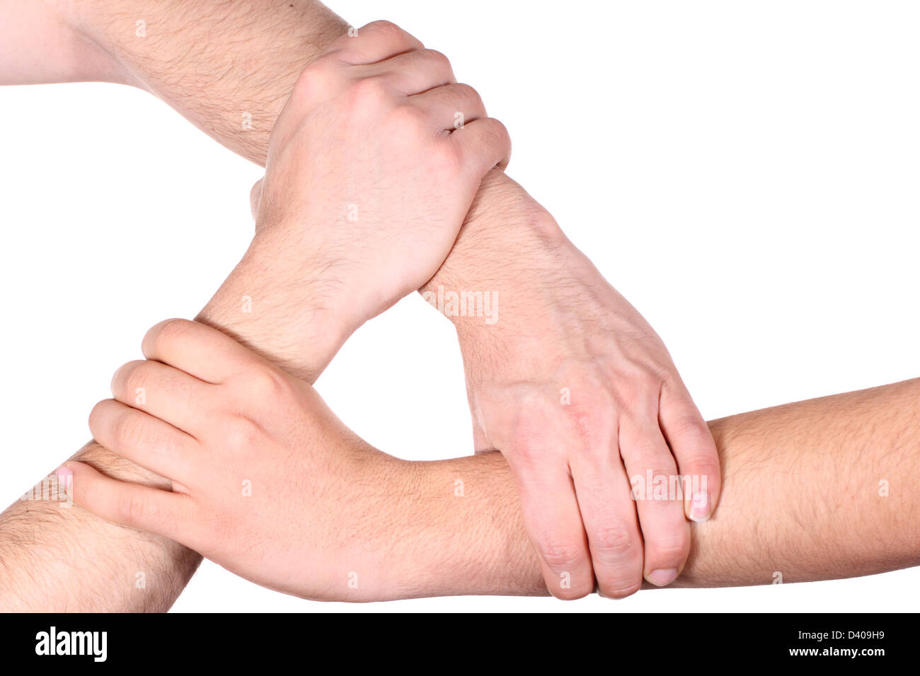 Menschenhand bauen einen geschlossenen Kreis Stockfoto