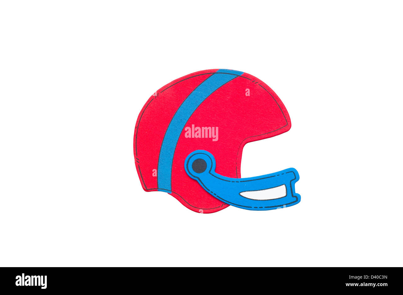 Rote und blaue Football Helm isoliert auf weiss. Stockfoto