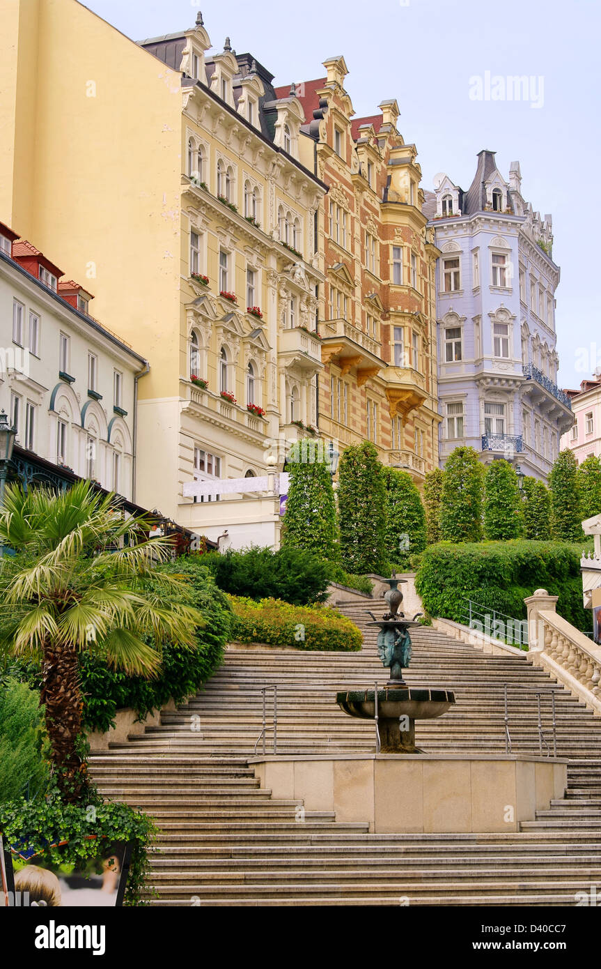 Hausfassaden Karlovy Vary - Karlsbad Fassade 04 Stockfoto