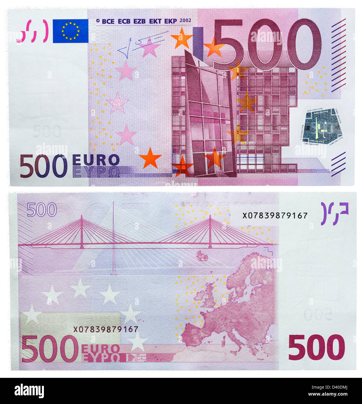 500 Euro-Banknote, moderne Architektur und Brücke, 2002 Stockfoto, Bild: 54100498 - Alamy