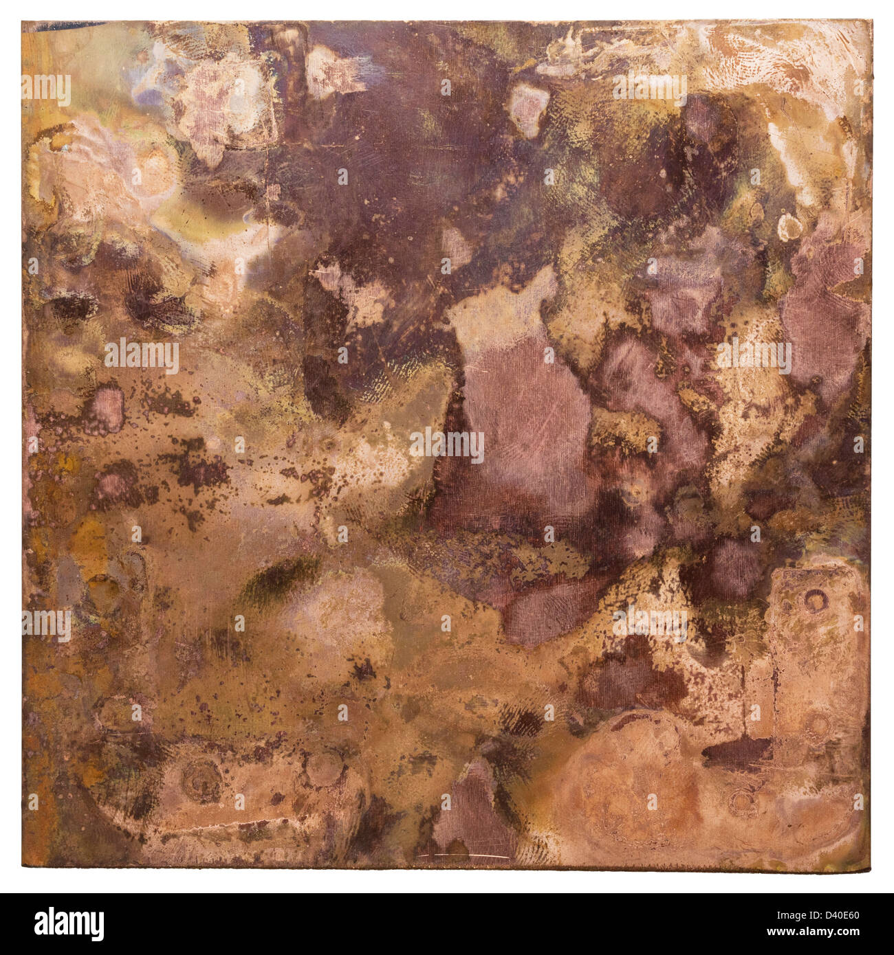 Kupferplatte Textur, alte Metall Hintergrund. Stockfoto