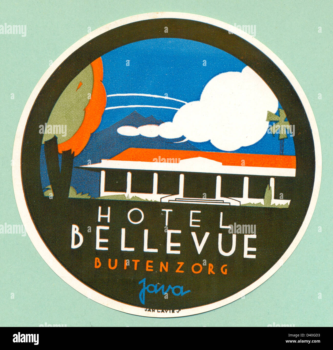 Gepäck-Label für Hotel Bellevue, Buiten Zorg Stockfoto