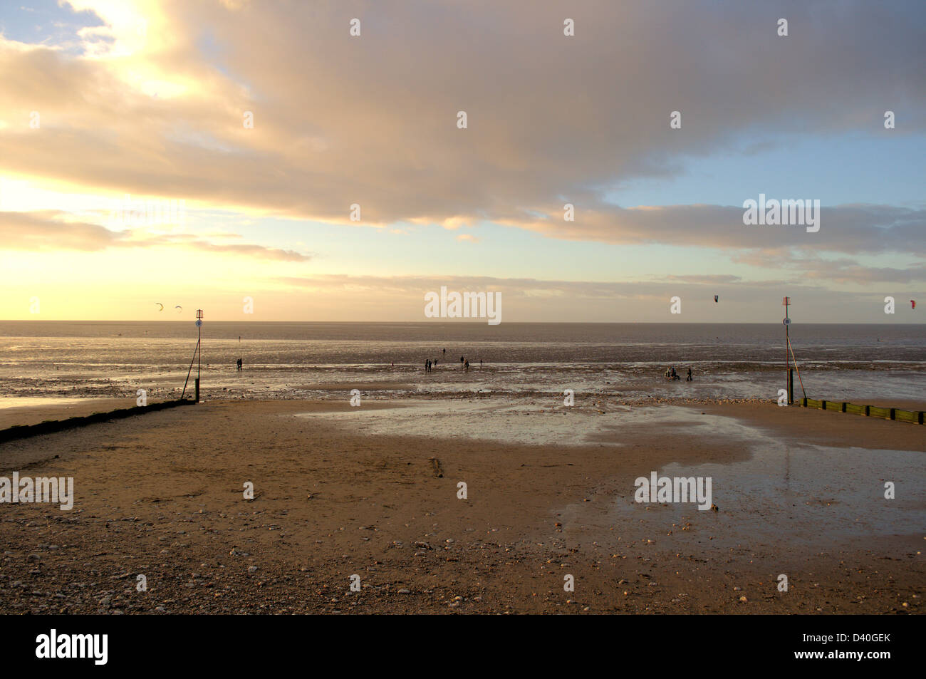 Sonnenuntergang Wolken Hunstanton Strand blicken. Stockfoto