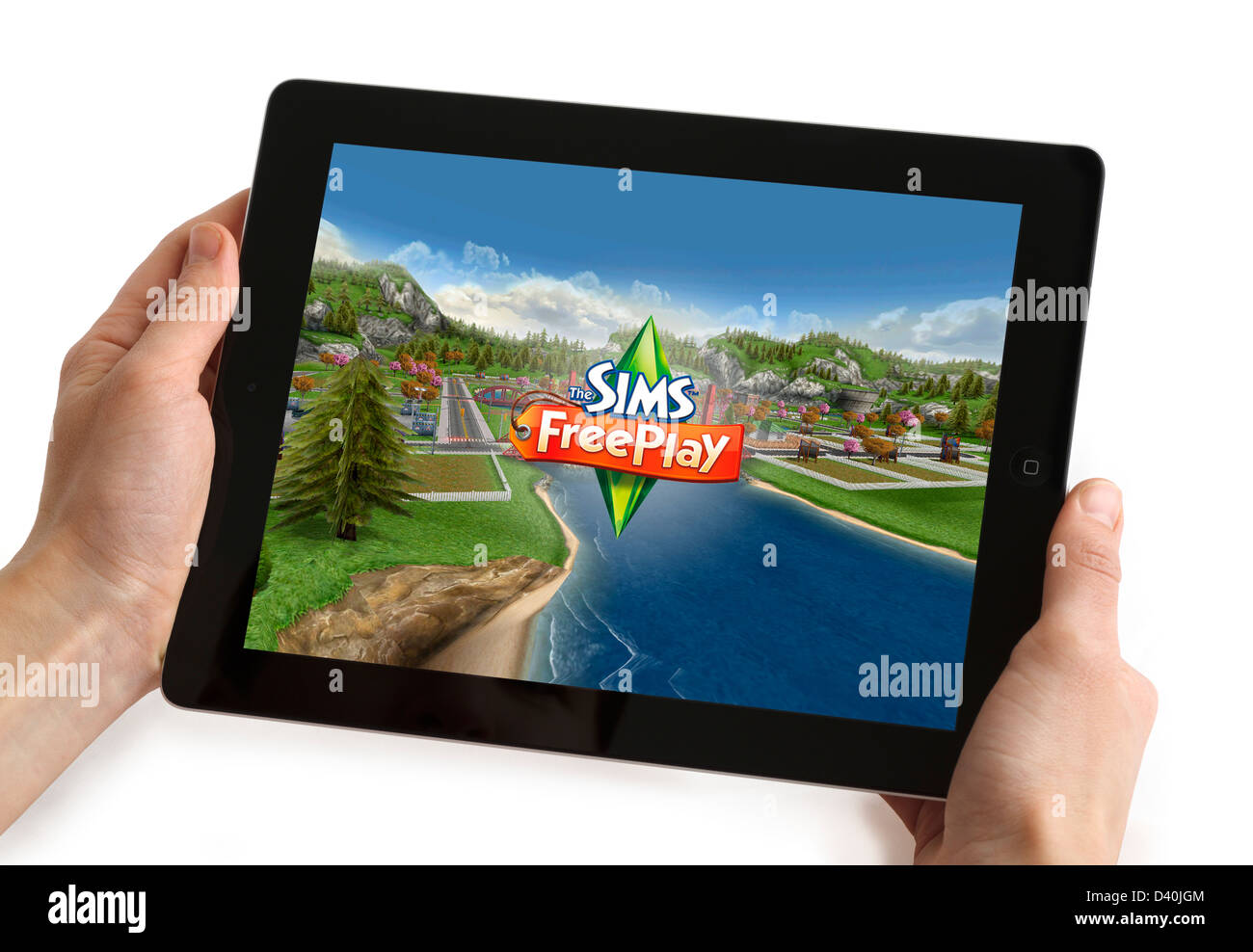 Spielen Sie die kostenlose Version des beliebten Sims-Spiel auf dem iPad eine 4. generation Stockfoto