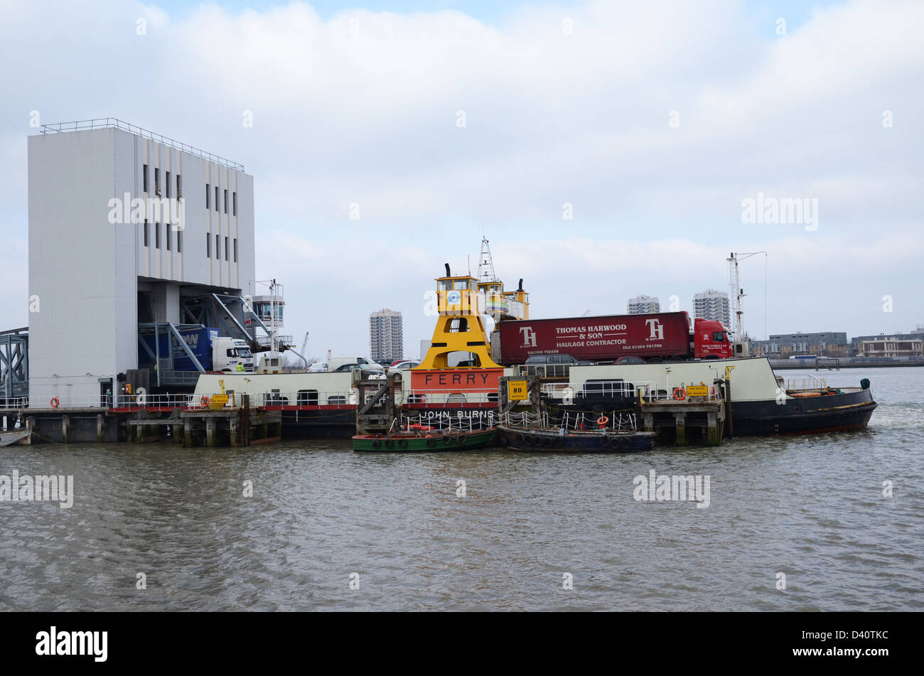 Woolwich Fähre, Themse Stockfoto