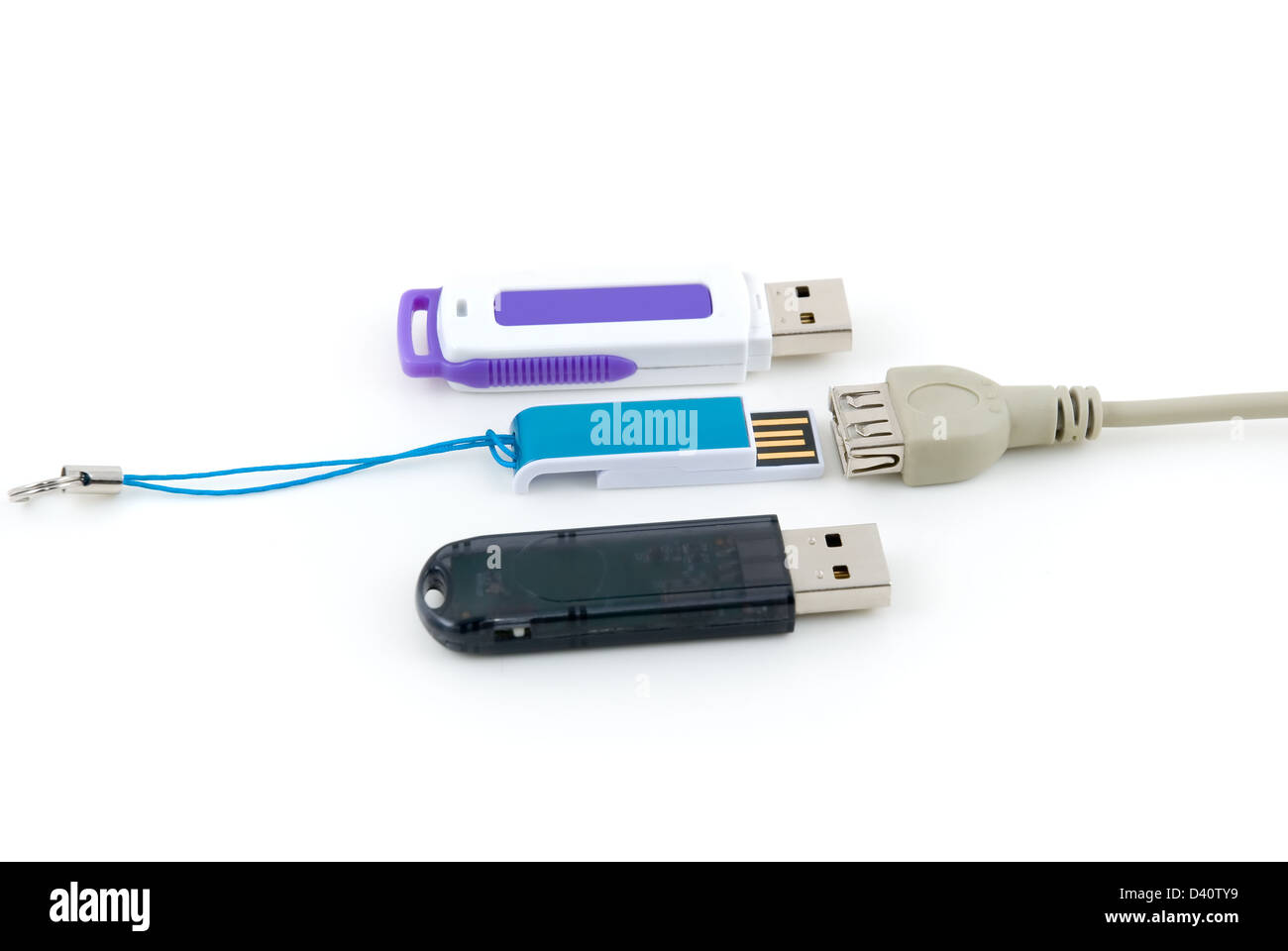 Die drei Flash-Speicher-Gerät für USB sind fotografierten Nahaufnahme Stockfoto