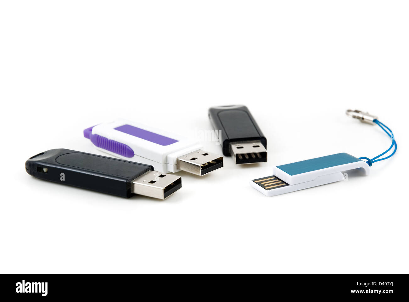 Die vier Flash-Speicher-Gerät für USB sind fotografierten Nahaufnahme Stockfoto
