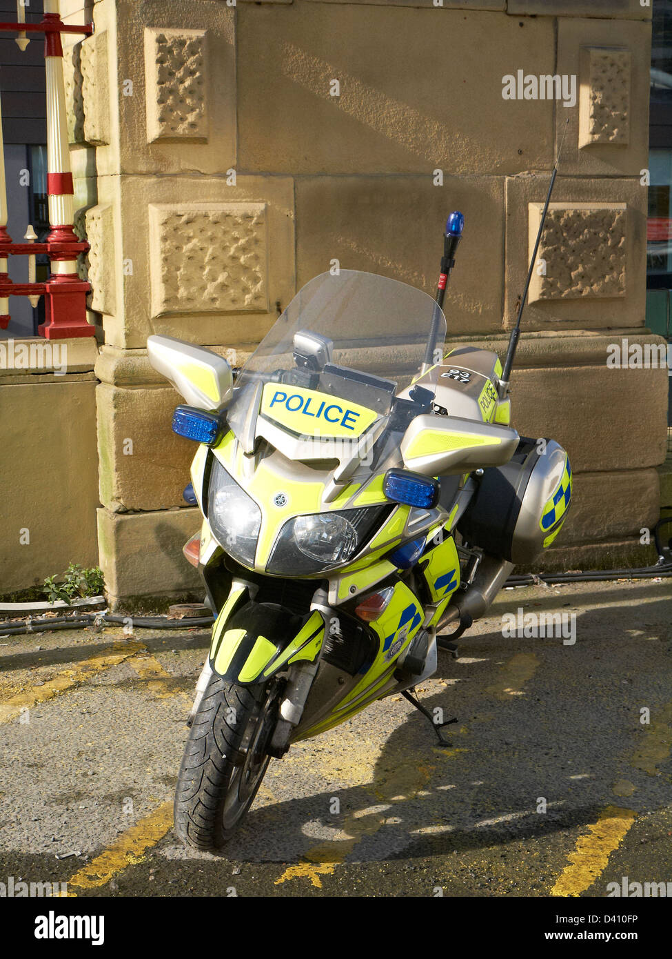 Yamaha Polizei Motorrad geparkt in Manchester UK Stockfoto