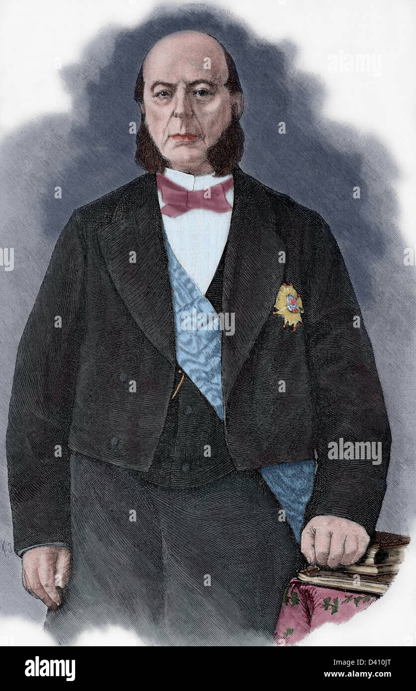 Pierre Jules Baroche (1802-1870). Französischer Staatsmann. Farbige Gravur, 1883. Stockfoto Pierre Jules Baroche (1802-1870). Französischer Staatsmann. Farbige Gravur, 1883. Stockfoto