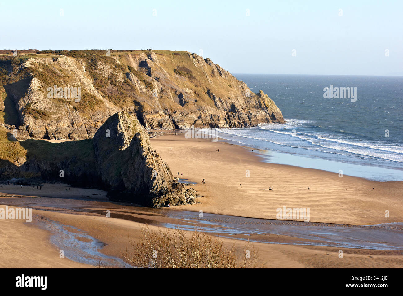 Weiten Blick über drei Klippen Bucht auf der Halbinsel Gower in Süd-Wales Stockfoto