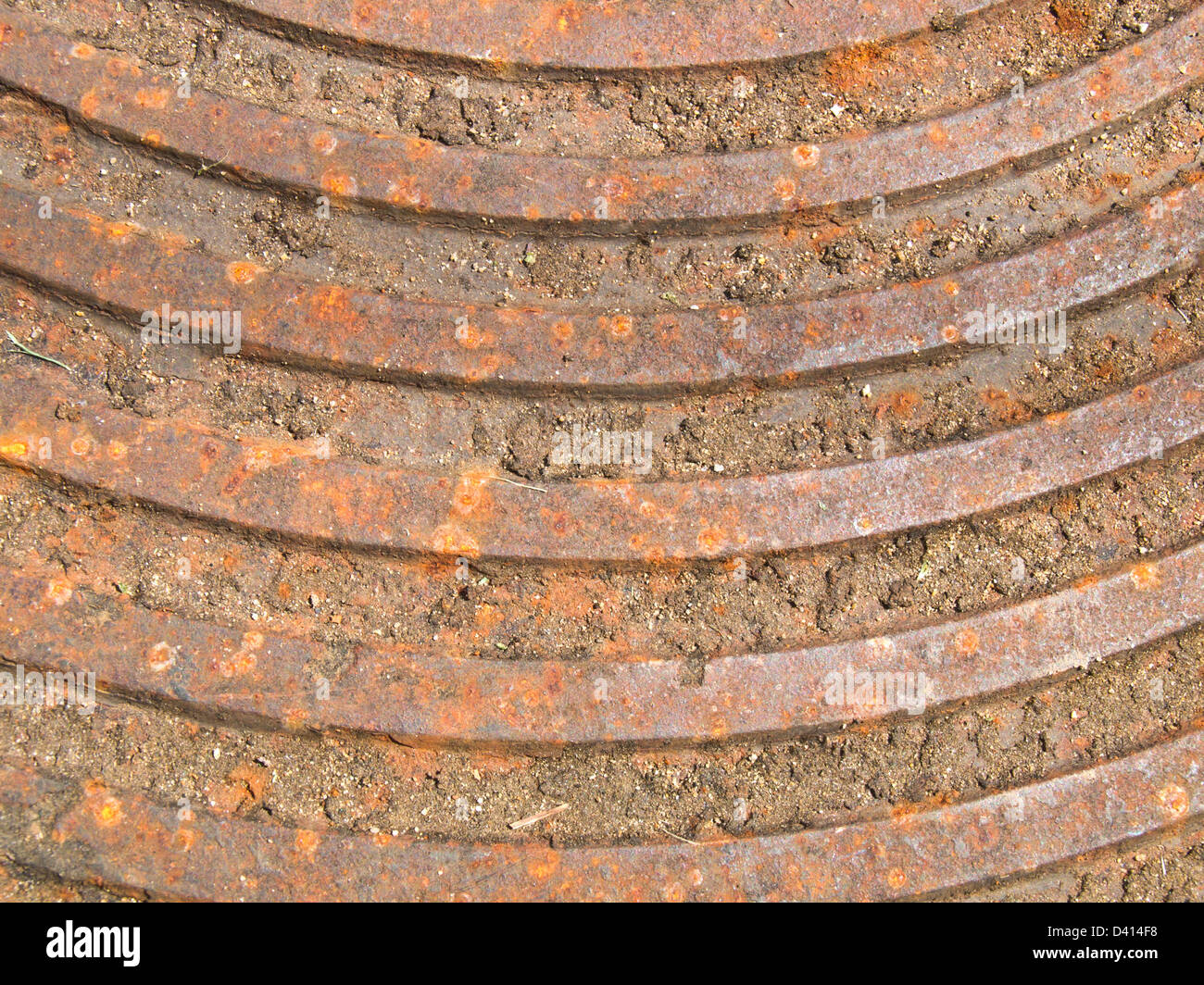 Rostigen Stahl Schachtabdeckung Stockfoto