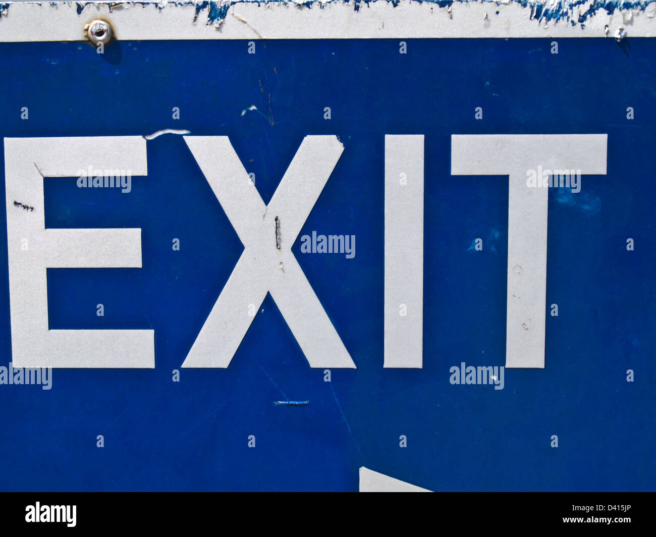 Blaue Ausfahrt Schild mit Pfeil Stockfoto