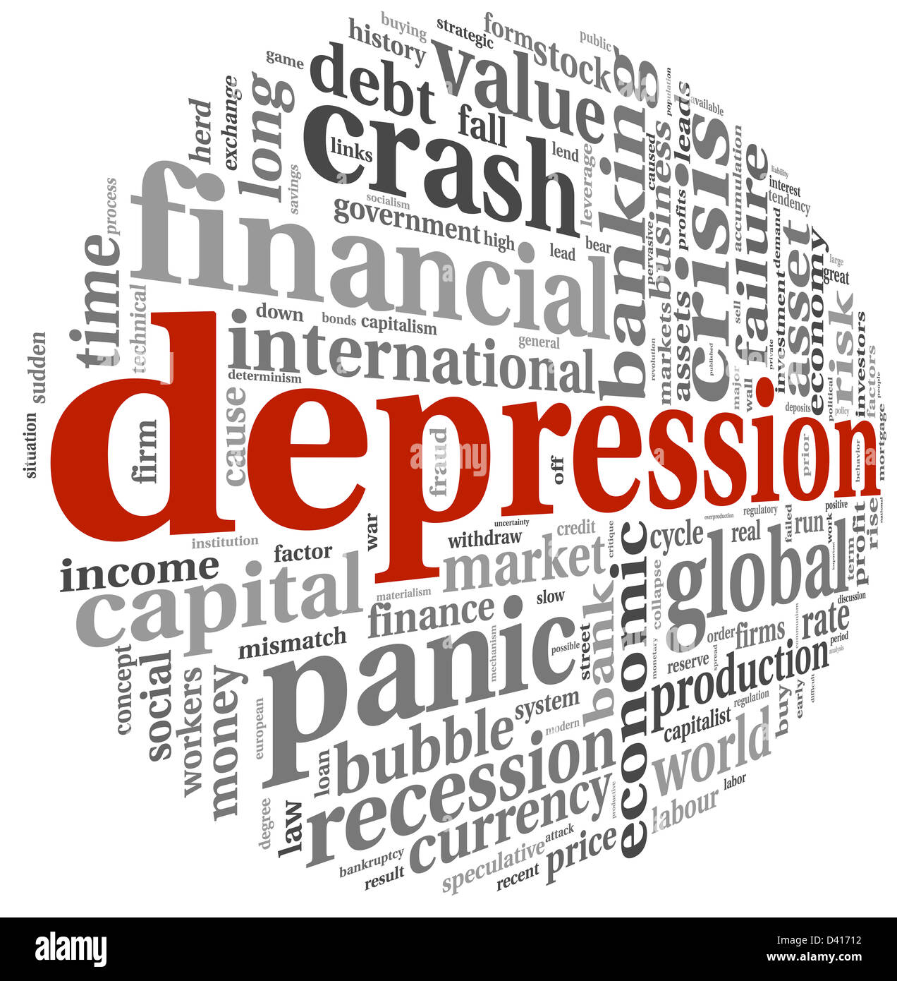 Depression und Krise-Konzept in der Info-Text Grafik auf weißem Hintergrund Stockfoto