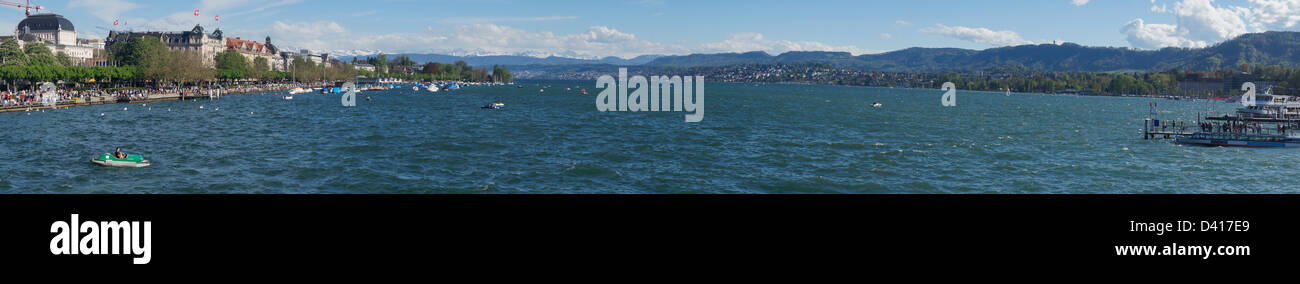 Zürcher Seepromenade, Panorama, Schweiz Zürich, Stockfoto