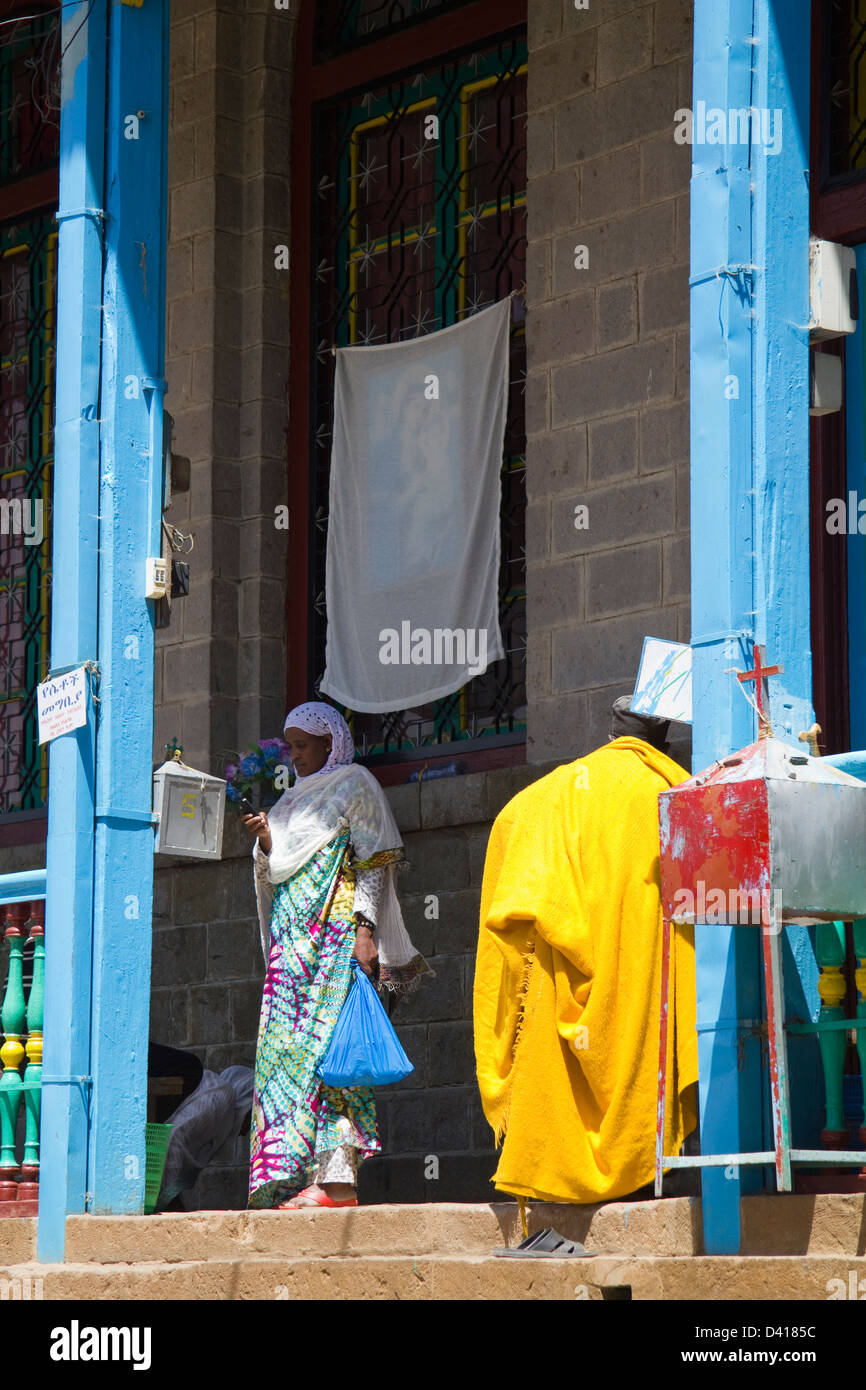 Außen Entoto Maryam Kirche über Addis Abeba Äthiopien Afrika Stockfoto