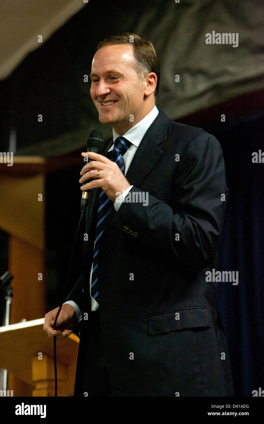 6.10.08 New Zealand. New Zealand National Party Premierminister John Key Wahlkampf bei den Parlamentswahlen 2008. Stockfoto