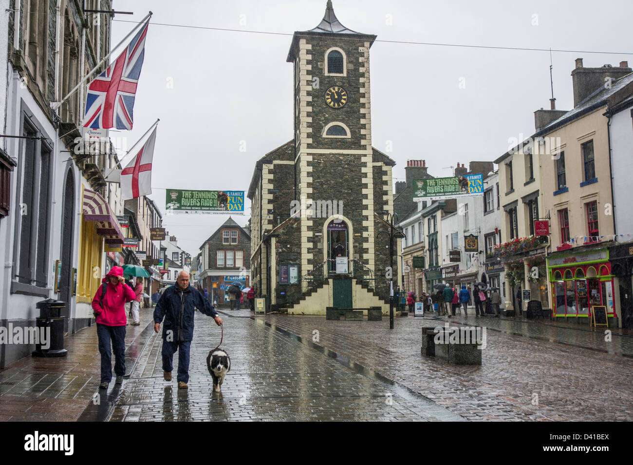 Nassem Wetter in Keswick im Lake District von Cumbria. Stockfoto