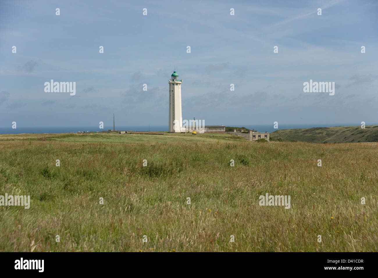 Leuchtturm am Saint-Jouin-Bruneval Normandie Frankreich Stockfoto