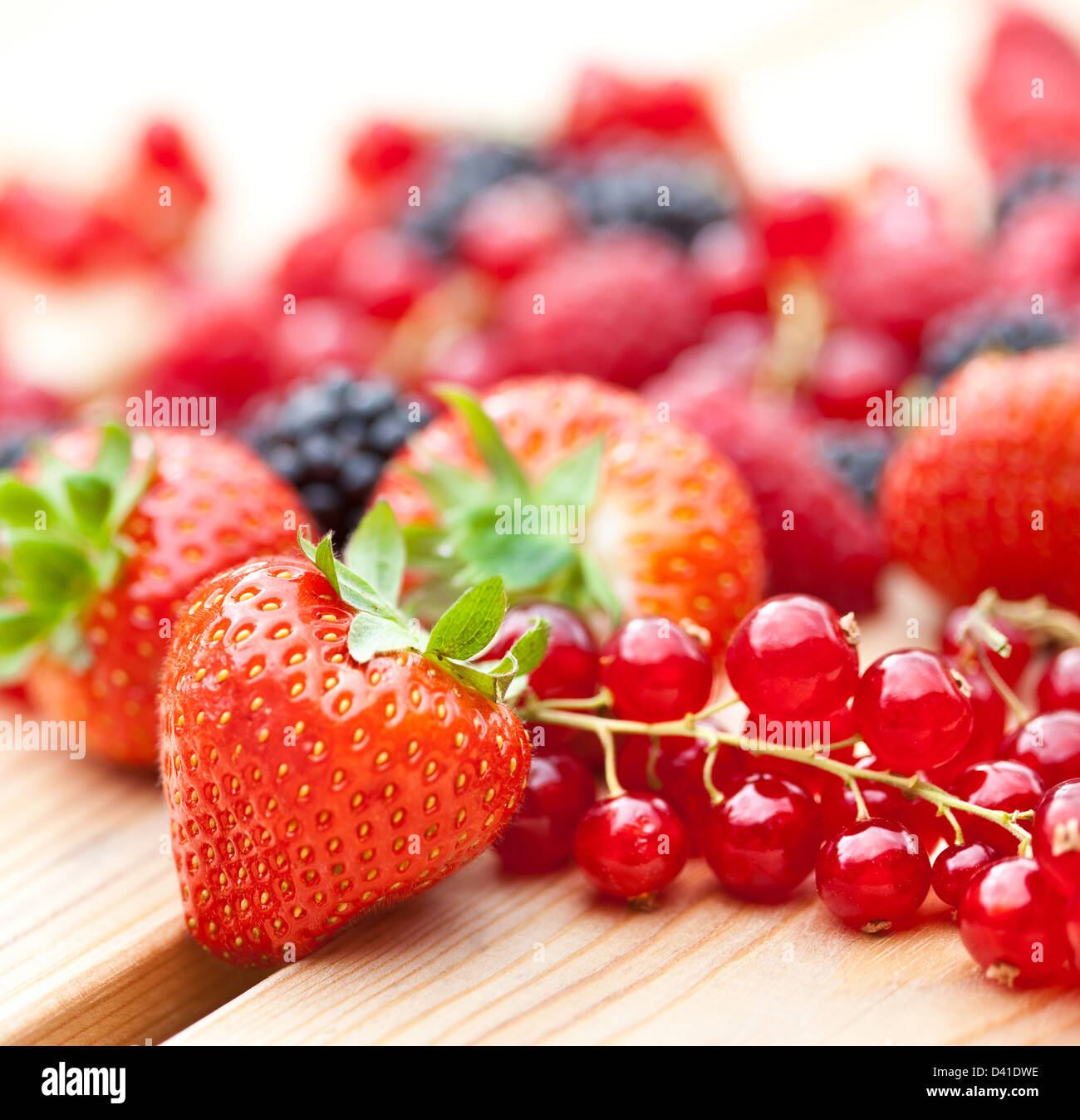 Berrys - Erdbeere, Johannisbeere, Brombeere, Himbeere... Stockfoto